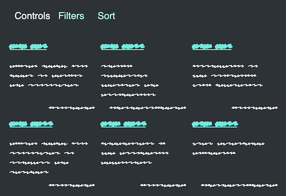 buttons and card grid, 'Dusk' contrast theme, no border or outline around buttons or grid cells.