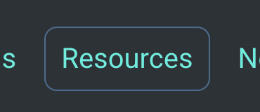 Resources link in 'Dusk' contrast theme, focus ring around it, slightly darker blue shade than the aqua blue link text.