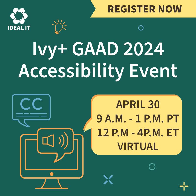 Ivy+ GAAD Accessibility event promo graphic.