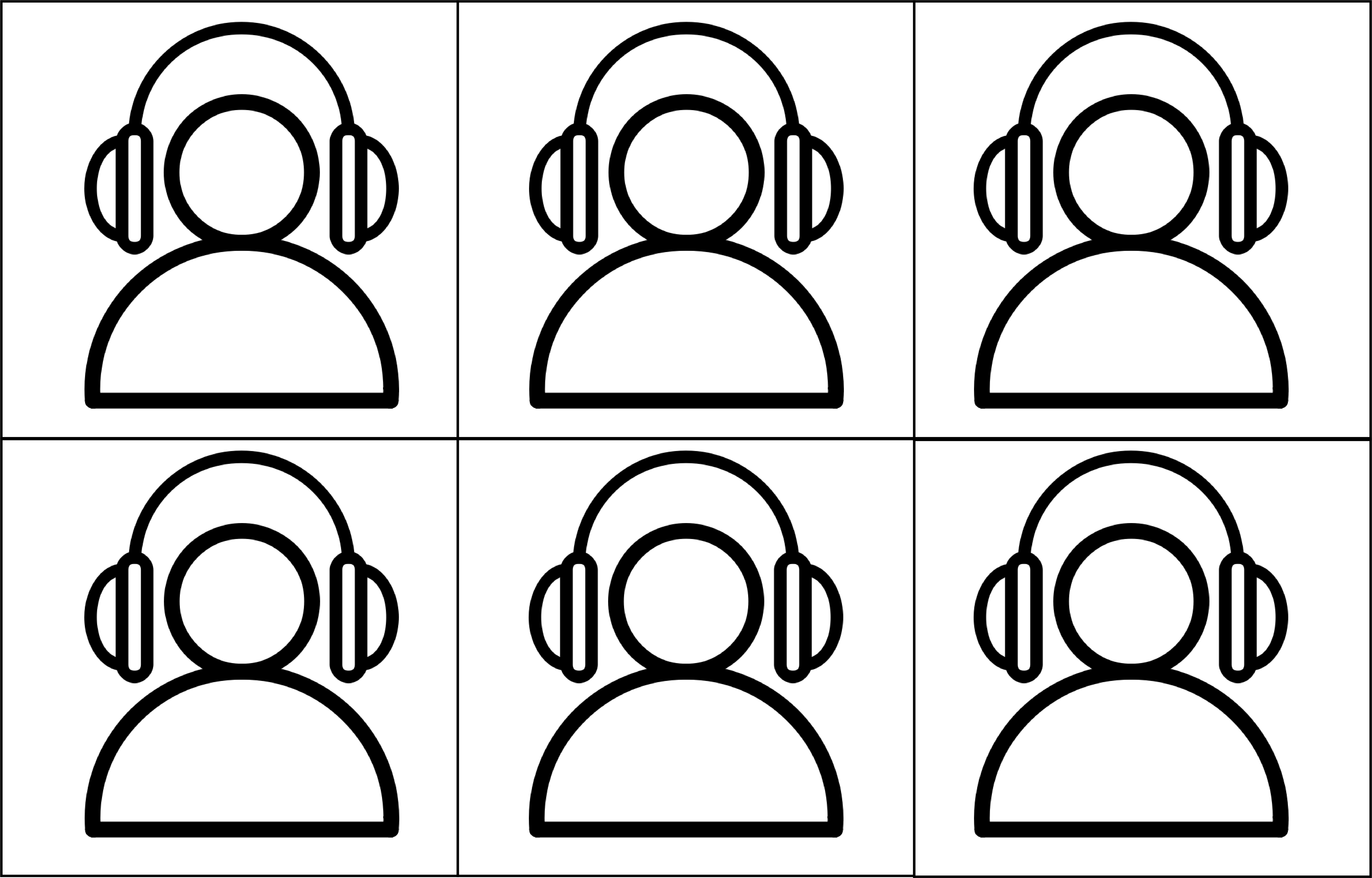 Grid of people icons with headphones.