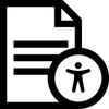 Icon of document with accessibility symbol interposed.