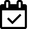 Calendar icon with check mark.