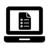 Icon of laptop with form on the screen.