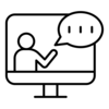 icon of presenter on a computer screen.