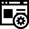 computer screen with a gear icon.