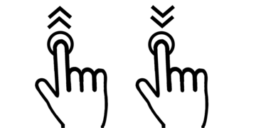 One hand gesturing up, another gesturing down.