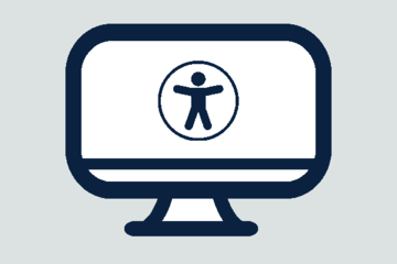 laptop with accessibility icon on screen.