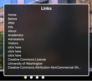 List of links on a VoiceOver menu, several say click here.