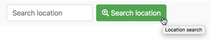 A search form button with not matching label and tooltip.