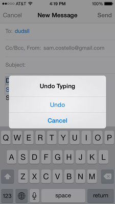 Screen capture of interface without cancel button, only a undo dialog trigger by motion.