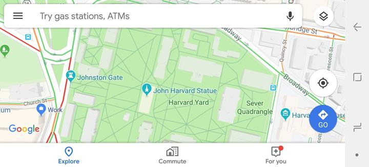Mobile map app with no visible zoom controls.